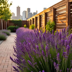 Lavanda florecida en jardín urbano