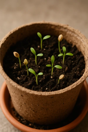 Perejil germinando al cultivarlo en casa
