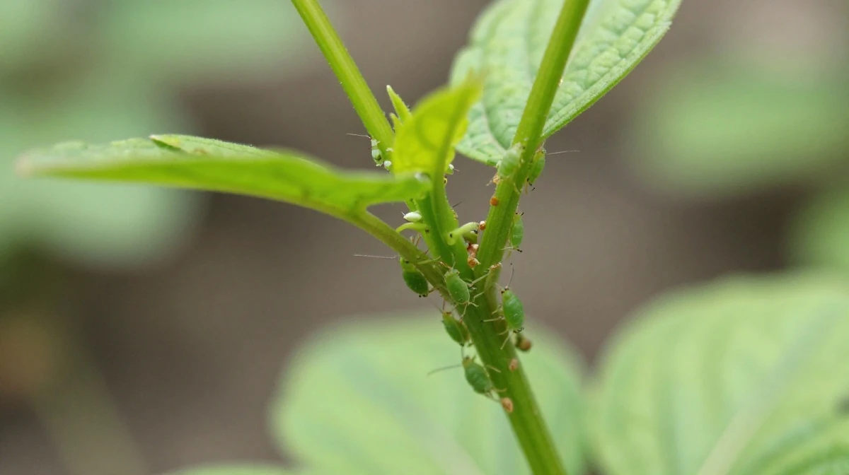 Pulgones agrupados en el brote tierno de una planta