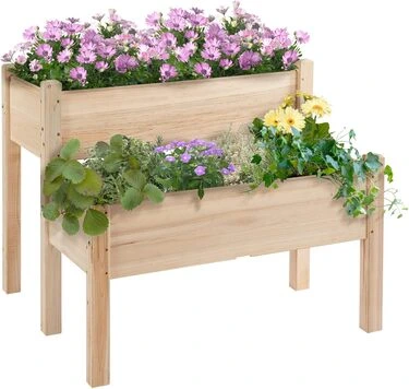 Mesa de cultivo de dos alturas Outsunny para huerto en jardín